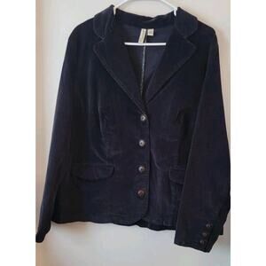 St Johns Bay Stretch Corduroy Jacket Womens Sz. 1X Dark Blue Button Up Blazer